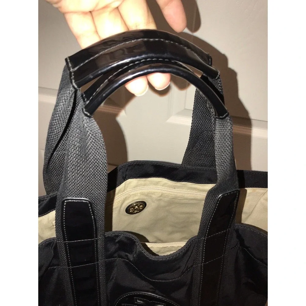 Tory Burch Tote Bag Black Patent Leather Nylon Large - Picture 13 of 16